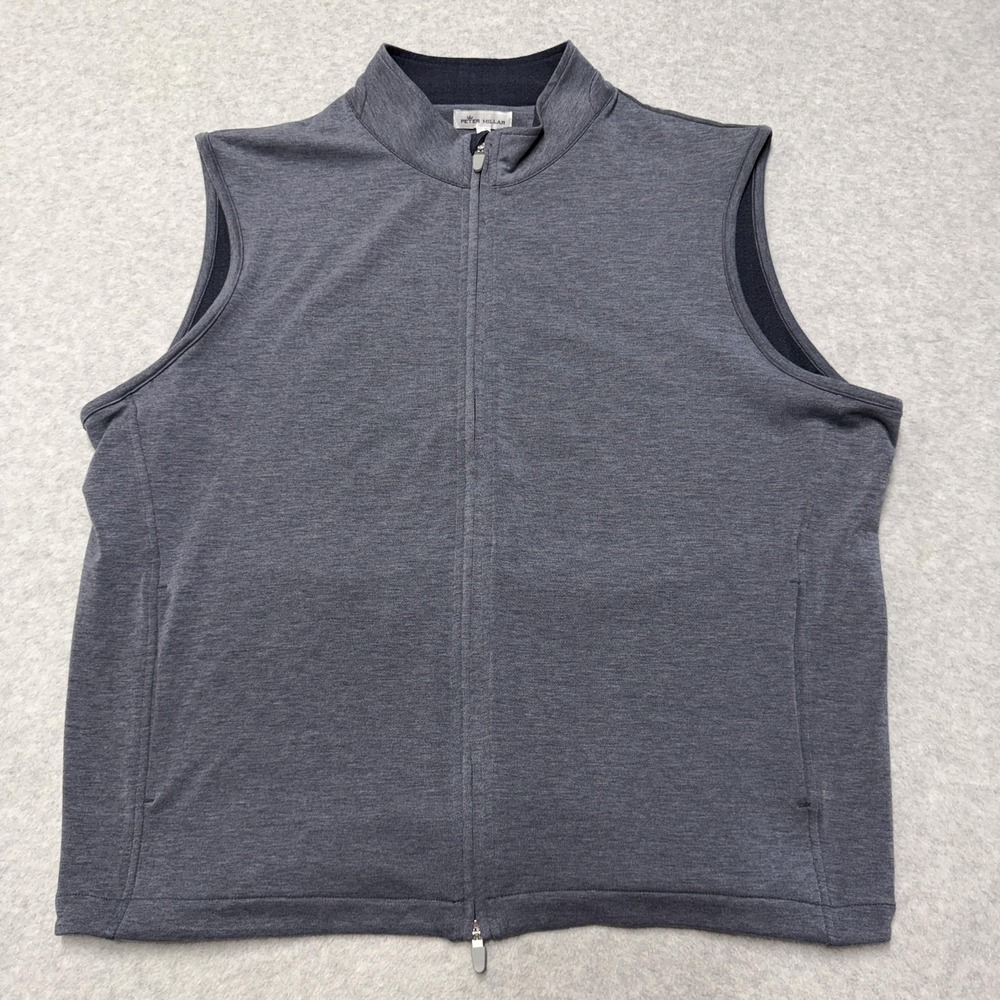 Peter Millar Crown Sport Vest Mens XL Blue Halls Natural Touch Full Zip
